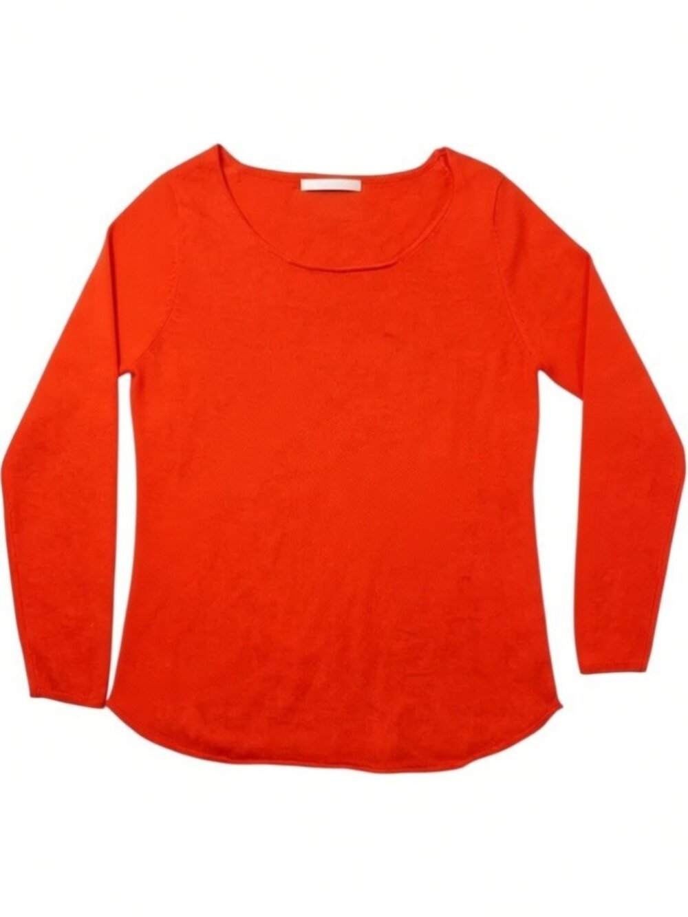 XL IN CASHMERE 100% Cashmere Red Scoop Neck Long Sleeve Fine Knit Sweater